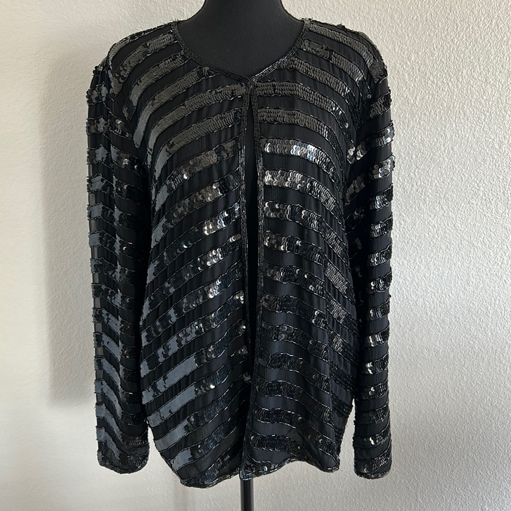 Vintage Black Beaded Formal Jacket - Picture 1 of 8
